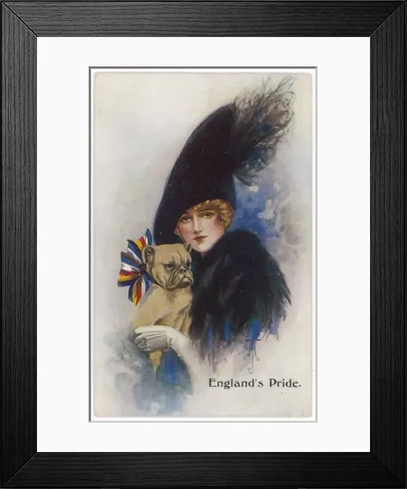Framed Print : Girl with Bulldog / 1914 Framed Print : Girl with Bulldog / 1914