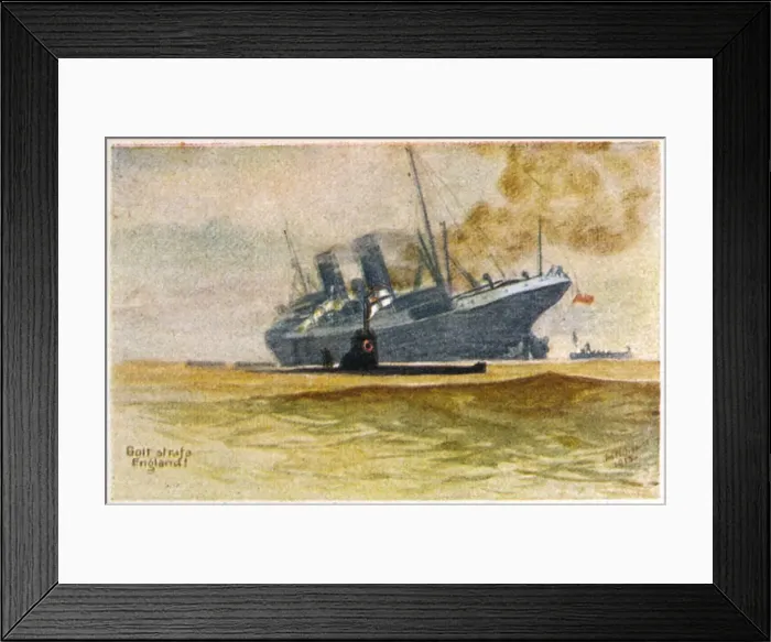 Framed Print : U-Boat and Victim 1915 Framed Print : U-Boat and Victim 1915
