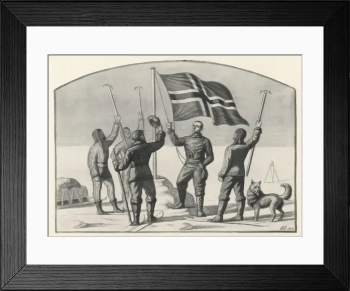 Framed Print : Amundsen / Raising Flag Framed Print : Amundsen / Raising Flag