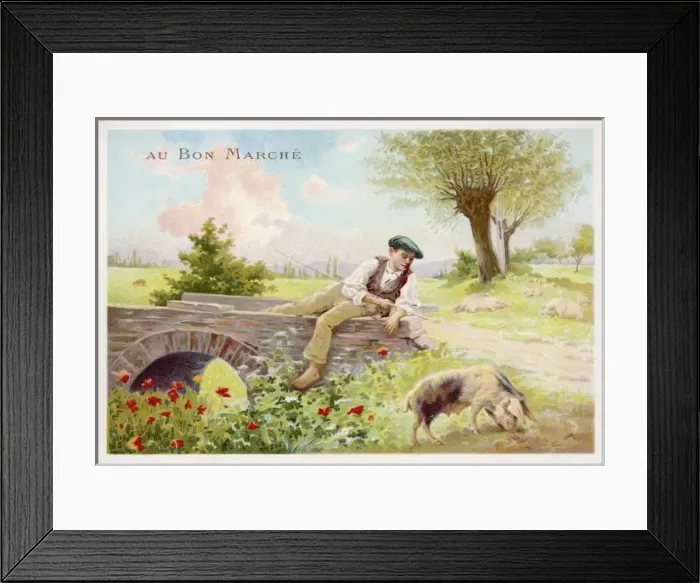 Framed Print : French Pig Keeping Framed Print : French Pig Keeping