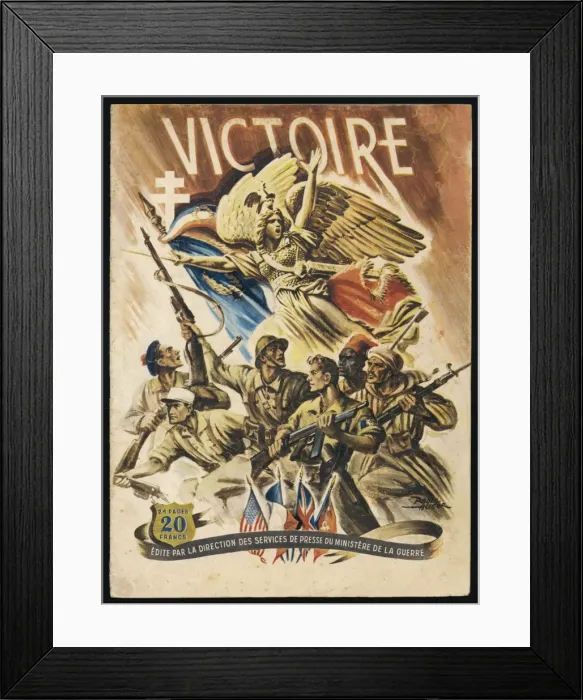 Framed Print : VICTOIRE The Allies celebrate in France, with Saint Joan as their guardian Framed Print : VICTOIRE The Allies celebrate in France, with Saint Joan as their guardian
