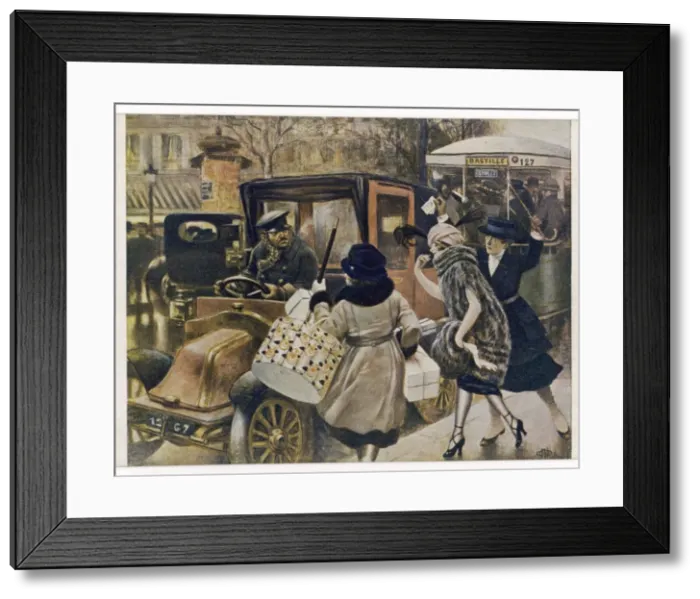 Framed Print : Paris Cab in Demand Framed Print : Paris Cab in Demand