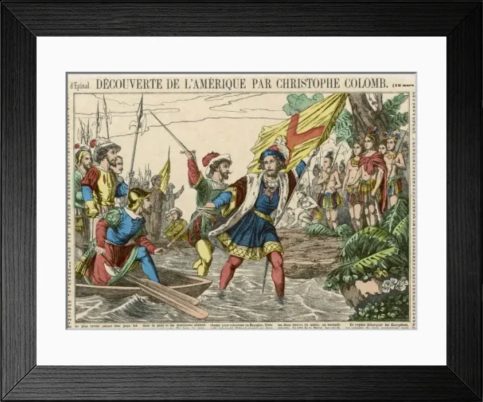 Framed Print : Columbus Lands 1492 Framed Print : Columbus Lands 1492