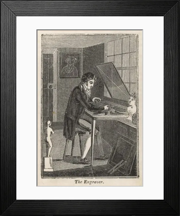 Framed Print : Engraver in Studio 1827 Framed Print : Engraver in Studio 1827