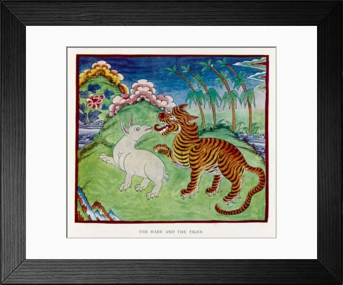 Framed Print : Hare Tricking the Tiger Framed Print : Hare Tricking the Tiger