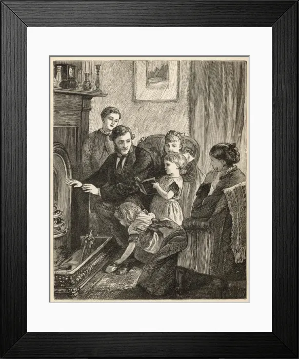 Framed Print : Family Round the Fire Framed Print : Family Round the Fire