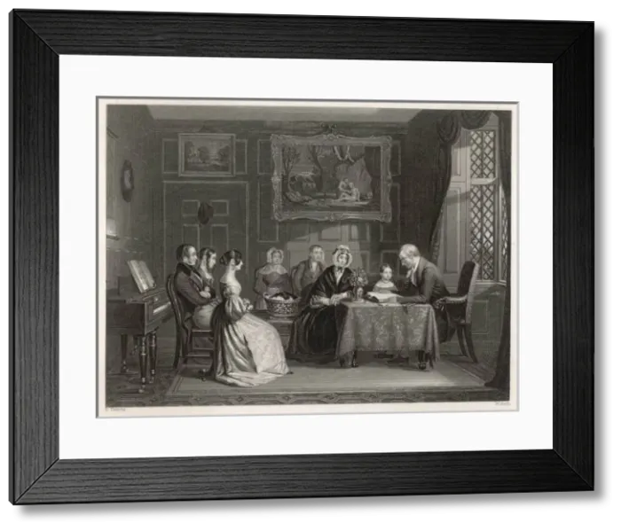 Framed Print : Family at Evening Prayer Framed Print : Family at Evening Prayer