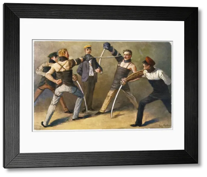 Framed Print : STUDENTS DUEL C1905 Framed Print : STUDENTS DUEL C1905