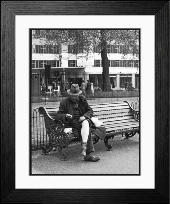 Framed Print : Tramp Mending Clothes Framed Print : Tramp Mending Clothes