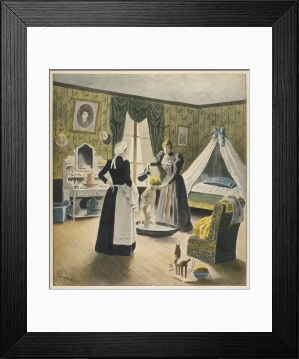 Framed Print : Baby is Bathed Framed Print : Baby is Bathed