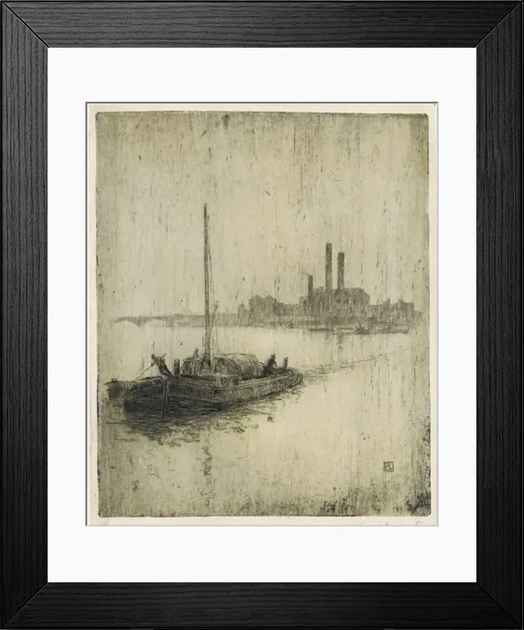Framed Print : Thames / Rain & Barges Framed Print : Thames / Rain & Barges