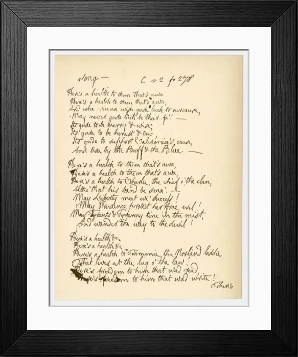 Framed Print : Writing / Robert Burns Framed Print : Writing / Robert Burns
