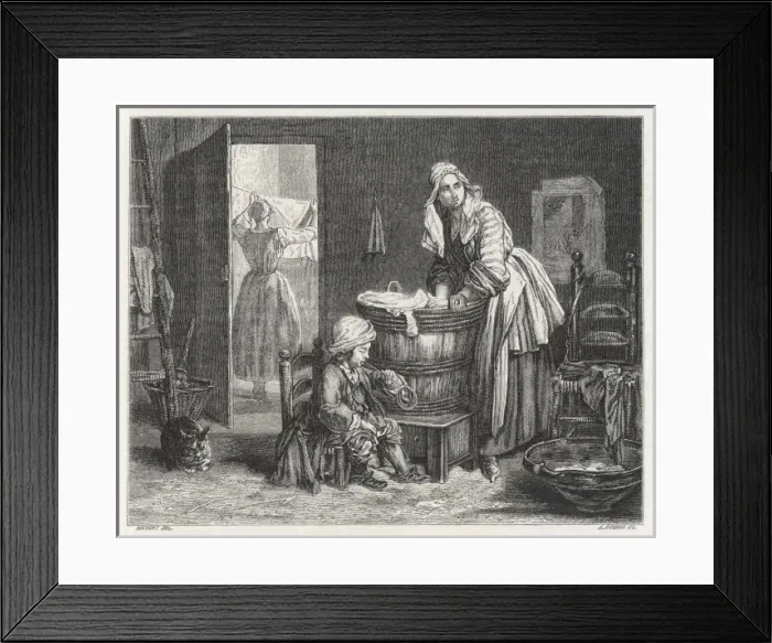 Framed Print : Family on Washing Day Framed Print : Family on Washing Day