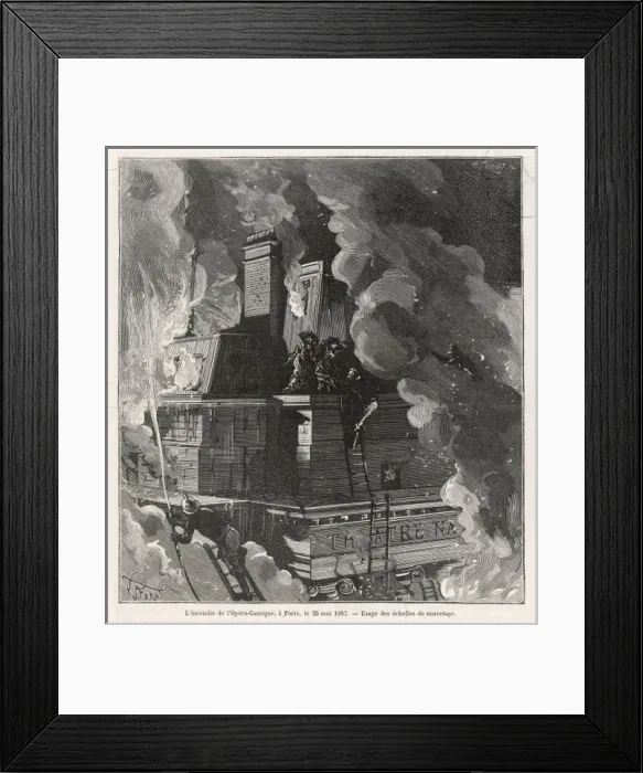 Framed Print : Fire / Opera Comique / 1887 Framed Print : Fire / Opera Comique / 1887
