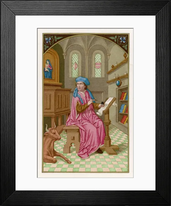 Framed Print : St Luke Writing / Miniatur Framed Print : St Luke Writing / Miniatur