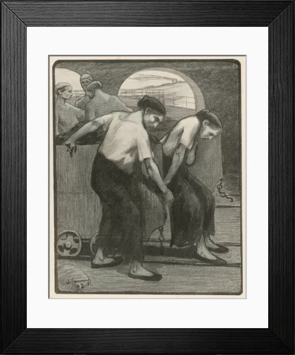 Framed Print : Women Hauling Coal Wagon Framed Print : Women Hauling Coal Wagon