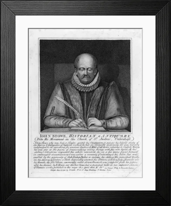 Framed Print : John Stow, Writing Framed Print : John Stow, Writing