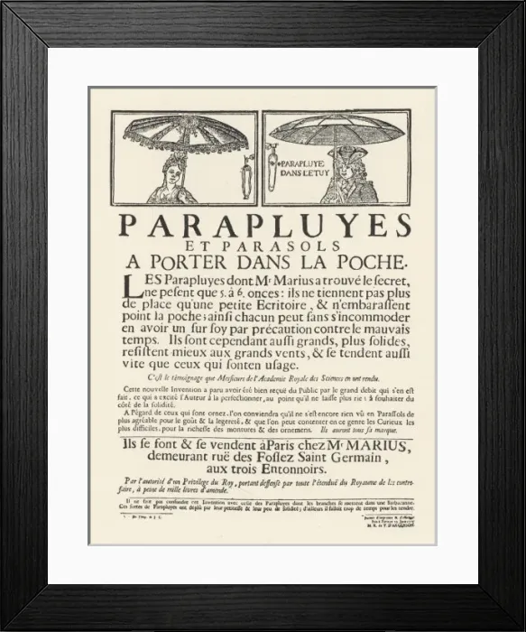 Framed Print : Folding Umbrellas, 1715 Framed Print : Folding Umbrellas, 1715