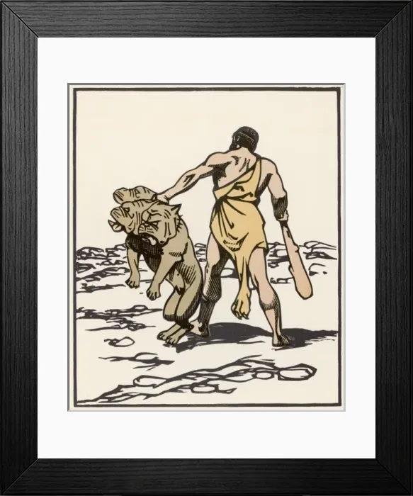 Framed Print : Herakles and Cerberus Framed Print : Herakles and Cerberus