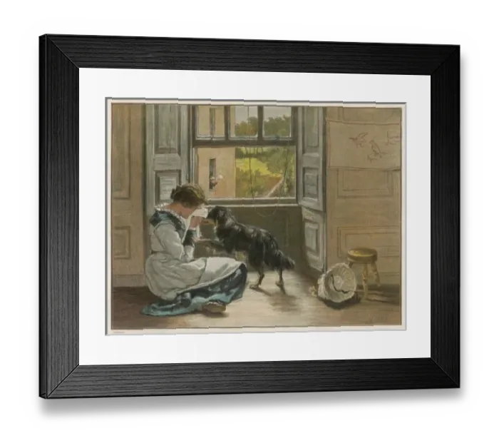 Framed Print : Comforted by Dog Framed Print : Comforted by Dog