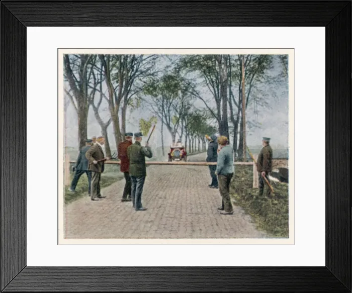 Framed Print : Road Block / Germany / 1921 Framed Print : Road Block / Germany / 1921