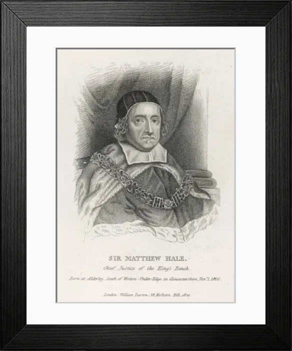Framed Print : Sir Matthew Hale / Darton Framed Print : Sir Matthew Hale / Darton