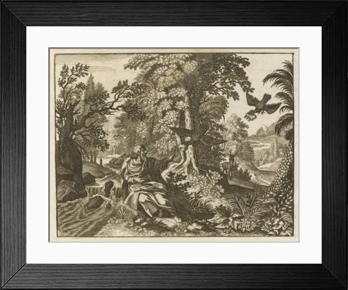 Framed Print : Elijah Fed by Ravens Framed Print : Elijah Fed by Ravens