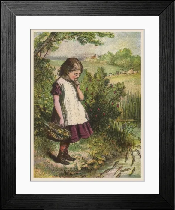 Framed Print : Girl Looks at Brook 1860