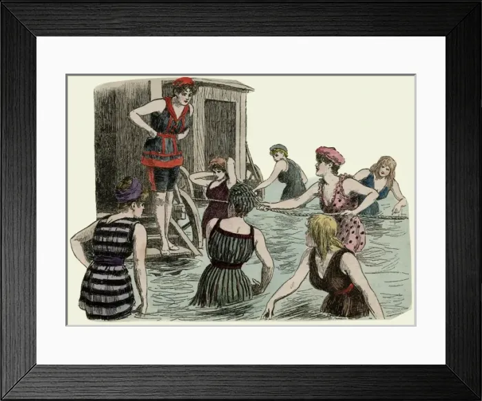 Framed Print : Bathing machines been rolled into the sea Framed Print : Bathing machines been rolled into the sea
