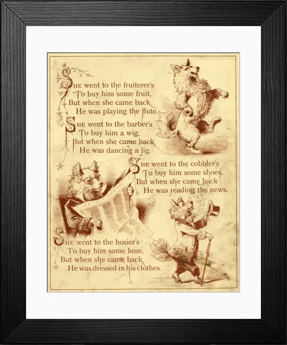 Framed Print : Old Mother Hubbard: Dancing, reading news, wearing clothes Framed Print : Old Mother Hubbard: Dancing, reading news, wearing clothes