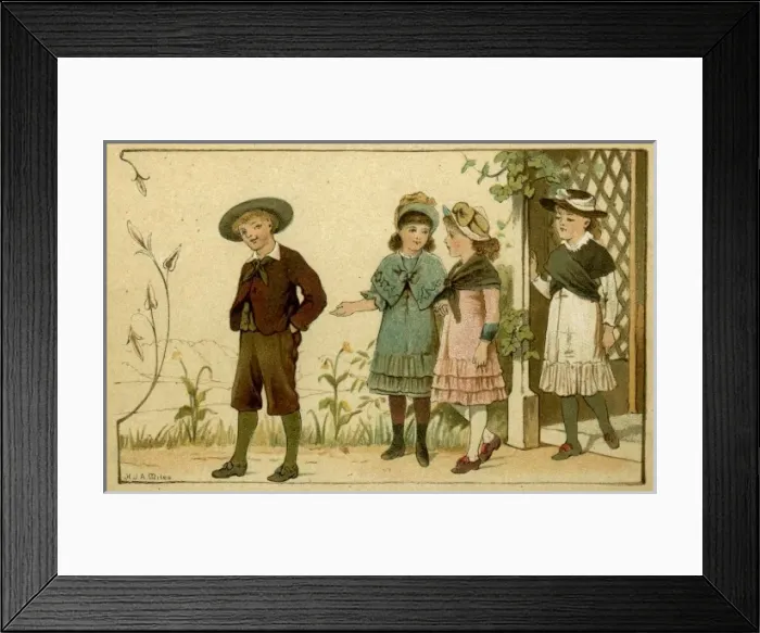Framed Print : Four children on country walk Framed Print : Four children on country walk