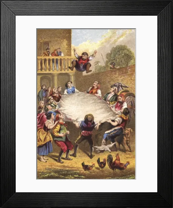 Framed Print : Sancho Panza is tossed in a blanket