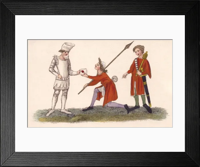 Framed Print : King & Officers C14Th Framed Print : King & Officers C14Th