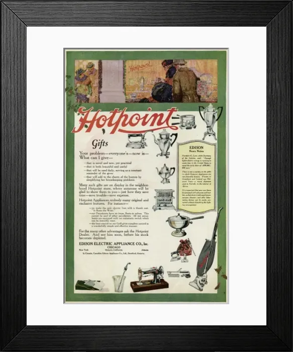 Framed Print : Advertisement for Hotpoint gifts for Christmas Framed Print : Advertisement for Hotpoint gifts for Christmas