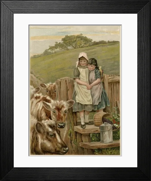 Framed Print : Children and Cows 1890 Framed Print : Children and Cows 1890