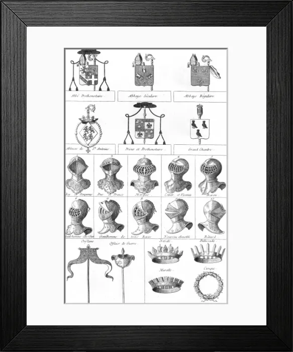 Framed Print : Helmets, Crowns, Banners Framed Print : Helmets, Crowns, Banners