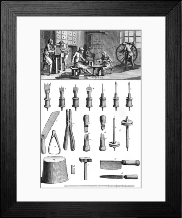 Framed Print : Button Makers in 18th C Framed Print : Button Makers in 18th C