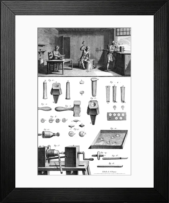 Framed Print : Button Makers in 18th C Framed Print : Button Makers in 18th C
