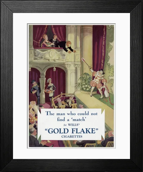 Framed Print : A man who could not find a match for Wills Gold Flake cigare Framed Print : A man who could not find a match for Wills Gold Flake cigare
