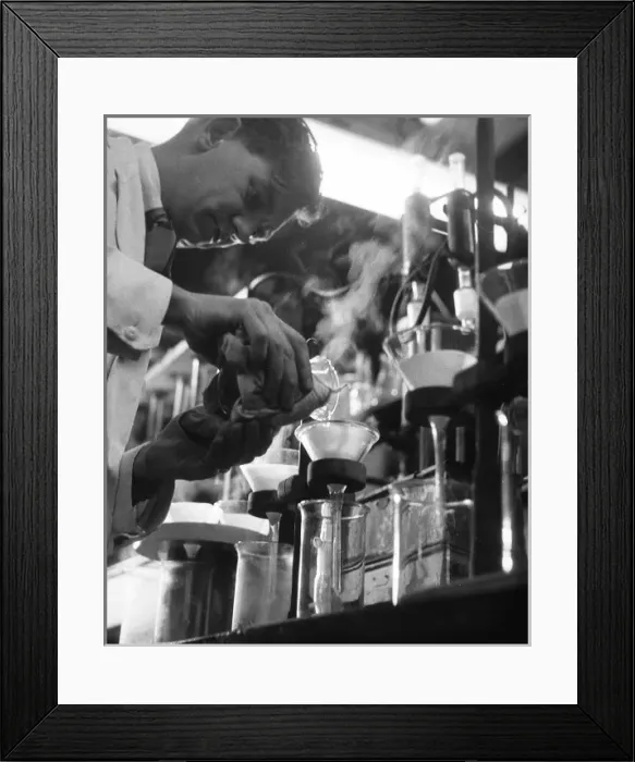 Framed Print : Scientist Pours 1955 Framed Print : Scientist Pours 1955