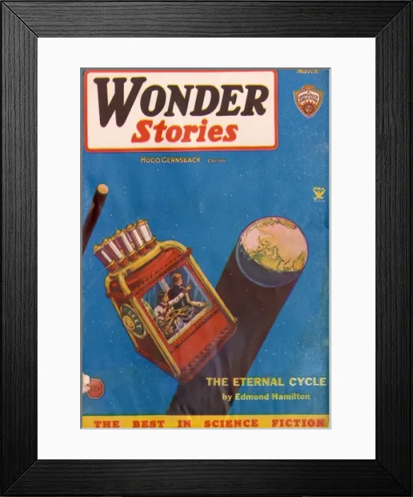Framed Print : Air Wonder Stories scifi magazine cover, The Eternal Cycle Framed Print : Air Wonder Stories scifi magazine cover, The Eternal Cycle