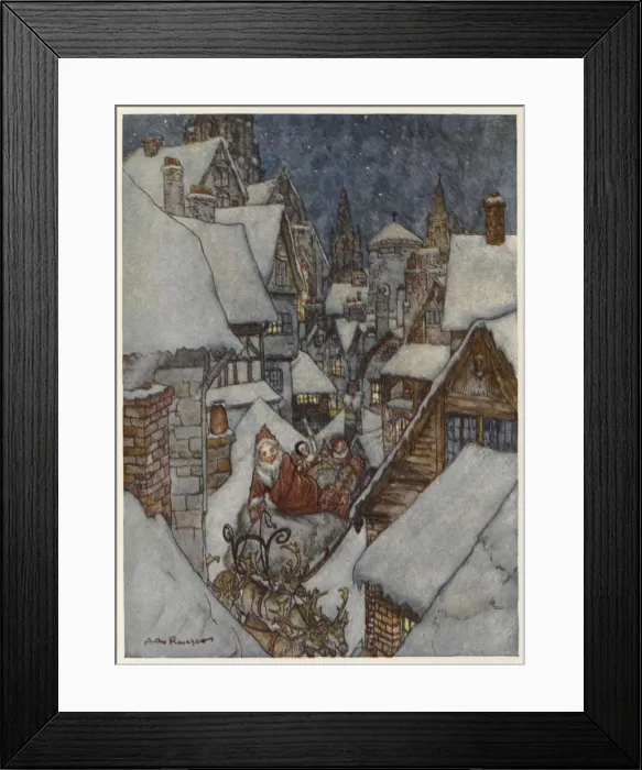 Framed Print : Santa & Sleigh / Rooftops Framed Print : Santa & Sleigh / Rooftops
