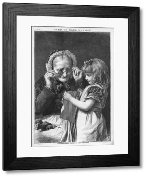 Framed Print : Girls Shows Sewing / G ma Framed Print : Girls Shows Sewing / G ma