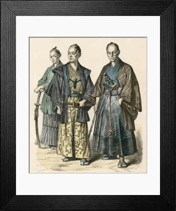 Framed Print : Racial / Japan / 3 Men 19C Framed Print : Racial / Japan / 3 Men 19C