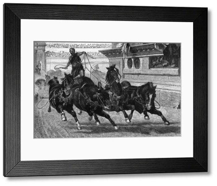 Framed Print : Ancient Roman charioteer driving four horses Framed Print : Ancient Roman charioteer driving four horses