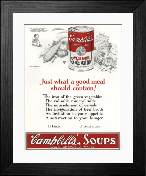 Framed Print : Campbells Soup Ad Framed Print : Campbells Soup Ad