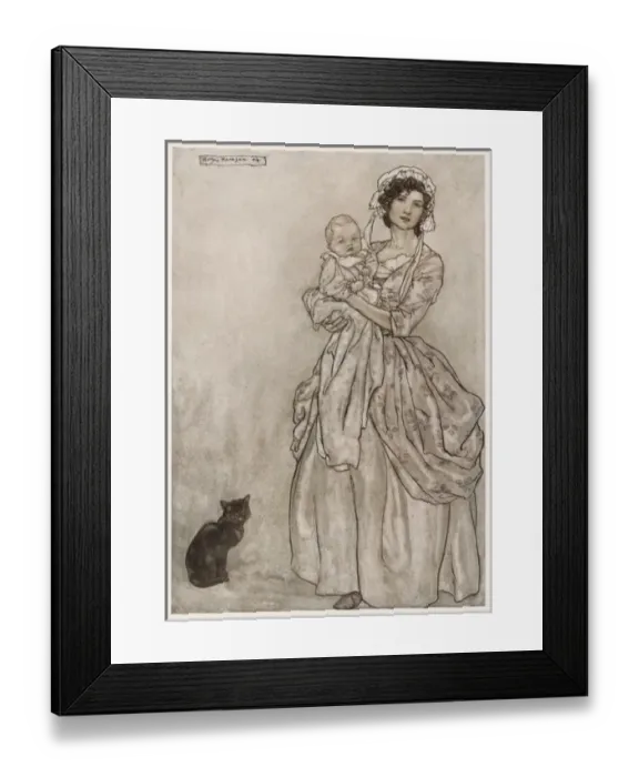Framed Print : Mother / Baby / Cat 1905 Framed Print : Mother / Baby / Cat 1905