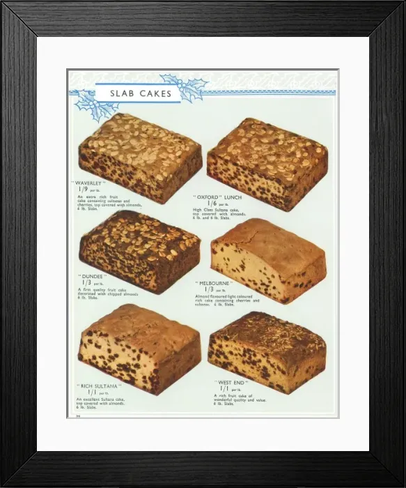 Framed Print : Slab Cake Selection 1937 Framed Print : Slab Cake Selection 1937