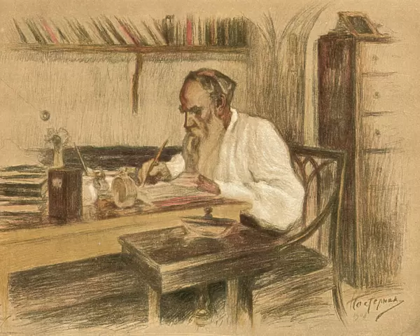 Leo Tolstoy in Study