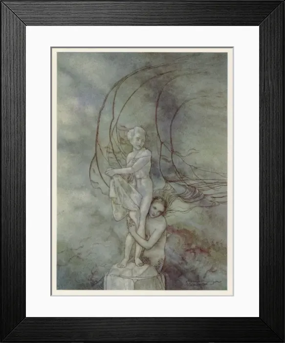 Framed Print : Mermaid and Statue Framed Print : Mermaid and Statue
